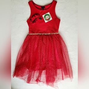 Girl Red dress with scrunchie Size 10